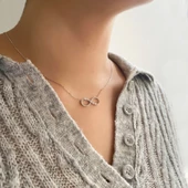 Zirkon Taşlı Sonsuzluk Model Gümüş Kolye GK-100 thumbnail 2