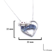 Zirkon Taşlı Kedi Şekilli Gümüş Kolye GK-308 thumbnail 3