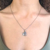 Yonca Motifli Zirkon Taşlı Gümüş Kolye GK-189 thumbnail 2