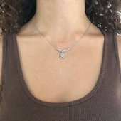 Zirkon Taşlı El İşçiliği Gümüş Kolye GK-329 - 2