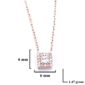Rose Zirkon Baget Taşlı Gümüş Kolye GK-332 thumbnail 3