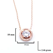 Rose Yuvarlak Zirkon Taşlı Gümüş Kolye GK-334 thumbnail 3