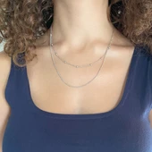 Gümüş Zincir Dorika Toplu Kombin Kolye -  GK-273 thumbnail 2