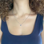 Gümüş Kolye Kadın Kombinli Yıldızlı 925 Ayar -  GK-272 thumbnail 2