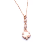 Zirkon Taşlı Yonca Rose Gümüş Kolye GK-253 - 1