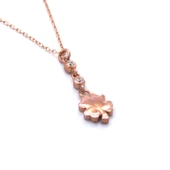 Zirkon Taşlı Yonca Rose Gümüş Kolye GK-253 - 2