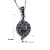 Siyah Zirkon Taşlı Tasarım Gümüş Kolye GK-248 thumbnail 4