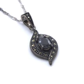 Siyah Zirkon Taşlı Tasarım Gümüş Kolye GK-248 thumbnail 3