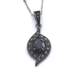 Siyah Zirkon Taşlı Tasarım Gümüş Kolye GK-248 thumbnail 1