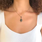 Siyah Zirkon Taşlı Tasarım Gümüş Kolye GK-248 thumbnail 2