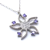 Zirkon Taşlı Çiçek Gümüş Kolye GK-247 thumbnail 4