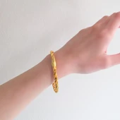 Çelik Kelepçe Bileklik Altın Kaplama Burma Model BLZ-512 - 2