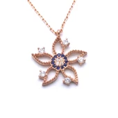 Zirkon Taşlı Çiçek Rose Gümüş Kolye GK-246 thumbnail 1