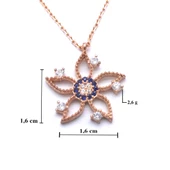 Zirkon Taşlı Çiçek Rose Gümüş Kolye GK-246 thumbnail 4