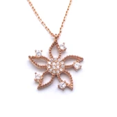 Zirkon Taşlı Çiçek Rose Gümüş Kolye GK-244 thumbnail 1