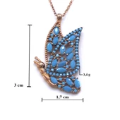 Mavi Kelebek Rose Gümüş Kolye GK-245 thumbnail 4