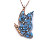 Mavi Kelebek Rose Gümüş Kolye GK-245 thumbnail 1