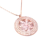 Zirkon Taşlı Kar Tanesi Rose Gümüş Kolye GK-240 thumbnail 3