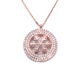 Zirkon Taşlı Kar Tanesi Rose Gümüş Kolye GK-240 thumbnail 1