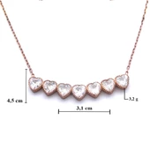 Zirkon Taşlı Sıralı Kalp Rose Gümüş Kolye GK-237 thumbnail 3