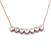 Zirkon Taşlı Sıralı Kalp Rose Gümüş Kolye GK-237 thumbnail 1