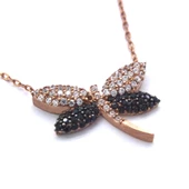 Zirkon Taşlı Çift Renk Yusufçuk Rose Gümüş Kolye GK-233 thumbnail 3