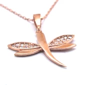 Zirkon Taşlı Yusufçuk Rose Gümüş Kolye GK-227 thumbnail 3