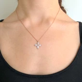 Zirkon Taşlı Çiçek Rose Gümüş Kolye GK-223 thumbnail 2