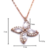 Zirkon Taşlı Çiçek Rose Gümüş Kolye GK-223 thumbnail 4