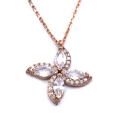 Zirkon Taşlı Çiçek Rose Gümüş Kolye GK-223 thumbnail 1