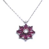 Zirkon Taşlı Mor Çiçek Gümüş Kolye GK-215 - 1