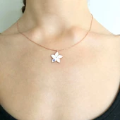 Beyaz Çiçek Rose Gümüş Kolye GK-212 thumbnail 3