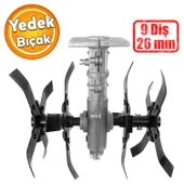 Solax Tırpan Yedek Çapa Aparatı Bıçağı MTP2 Toprak İşleme Belleme Çapalama 9 Diş 26 mm Uyumlu - 1