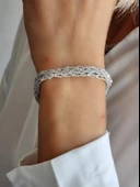 Zırh Örgü Model Çelik Zincir Dokuma Bileklik - 4