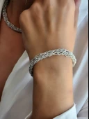 Zırh Örgü Model Çelik Zincir Dokuma Kolye Bileklik Set - 3