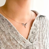 Mikail (Huzur) Meleği Zirkon Taşlı Gümüş Kolye  GK-117 thumbnail 2