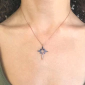 Yıldız Zirkon Taşlı Rose Gümüş Kolye GK-190 thumbnail 2