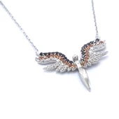 Mikail (Huzur) Meleği Zirkon Taşlı Gümüş Kolye  GK-117 thumbnail 3