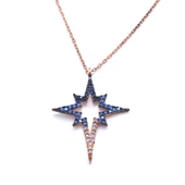 Yıldız Zirkon Taşlı Rose Gümüş Kolye GK-190 thumbnail 1