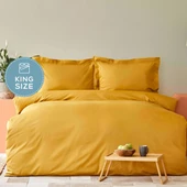 Karaca Home Back To Basic Açık Hardal %100 Pamuk Çift Kişilik Nevresim Takımı - 1