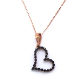 Kalpli Zirkon Taşlı Rose Gümüş Kolye GK-191 thumbnail 1