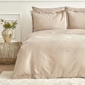 Karaca Home White Collection Lush Çift Kişilik Jakar Saten Nevresim Takımı Bej - 4