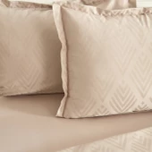 Karaca Home White Collection Lush Çift Kişilik Jakar Saten Nevresim Takımı Bej - 9