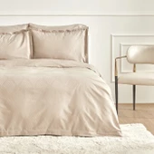 Karaca Home White Collection Lush Çift Kişilik Jakar Saten Nevresim Takımı Bej - 2