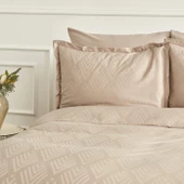Karaca Home White Collection Lush Çift Kişilik Jakar Saten Nevresim Takımı Bej - 3