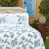 Karaca Home Sevilla Saten Çift Kişilik Nevresim Takımı Mavi - 2