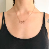 Sonsuzluk İşareti Motifli Zirkon Taşlı Rose Gümüş Kolye GK-193 thumbnail 4