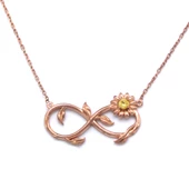 Sonsuzluk İşareti Motifli Zirkon Taşlı Rose Gümüş Kolye GK-193 thumbnail 1