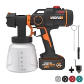 WORX WX020 20Volt 4.0Ah. Li-ion Tek Akülü Kömürsüz Devir Ayarlı Boya Tabancası + 4 Parça Yedek Nozul/Meme - 1