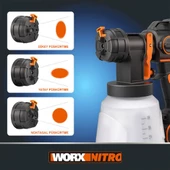 WORX WX020 20Volt 4.0Ah. Li-ion Tek Akülü Kömürsüz Devir Ayarlı Boya Tabancası + 4 Parça Yedek Nozul/Meme - 11